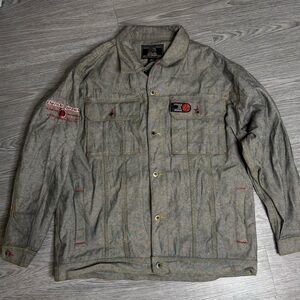 Vintage Clench 701 Jeans Denim Jacket Button Up Mens Sz XXL Hip Hop Baggy 90s